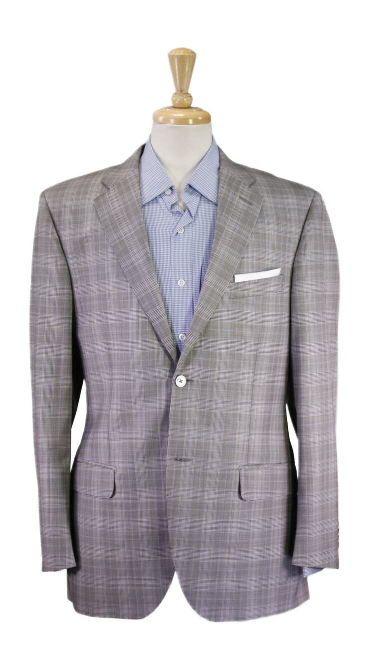 Luigi Bianchi Mantova Gray Black Purple Plaid 150's Wool Sportcoat Blazer 40R